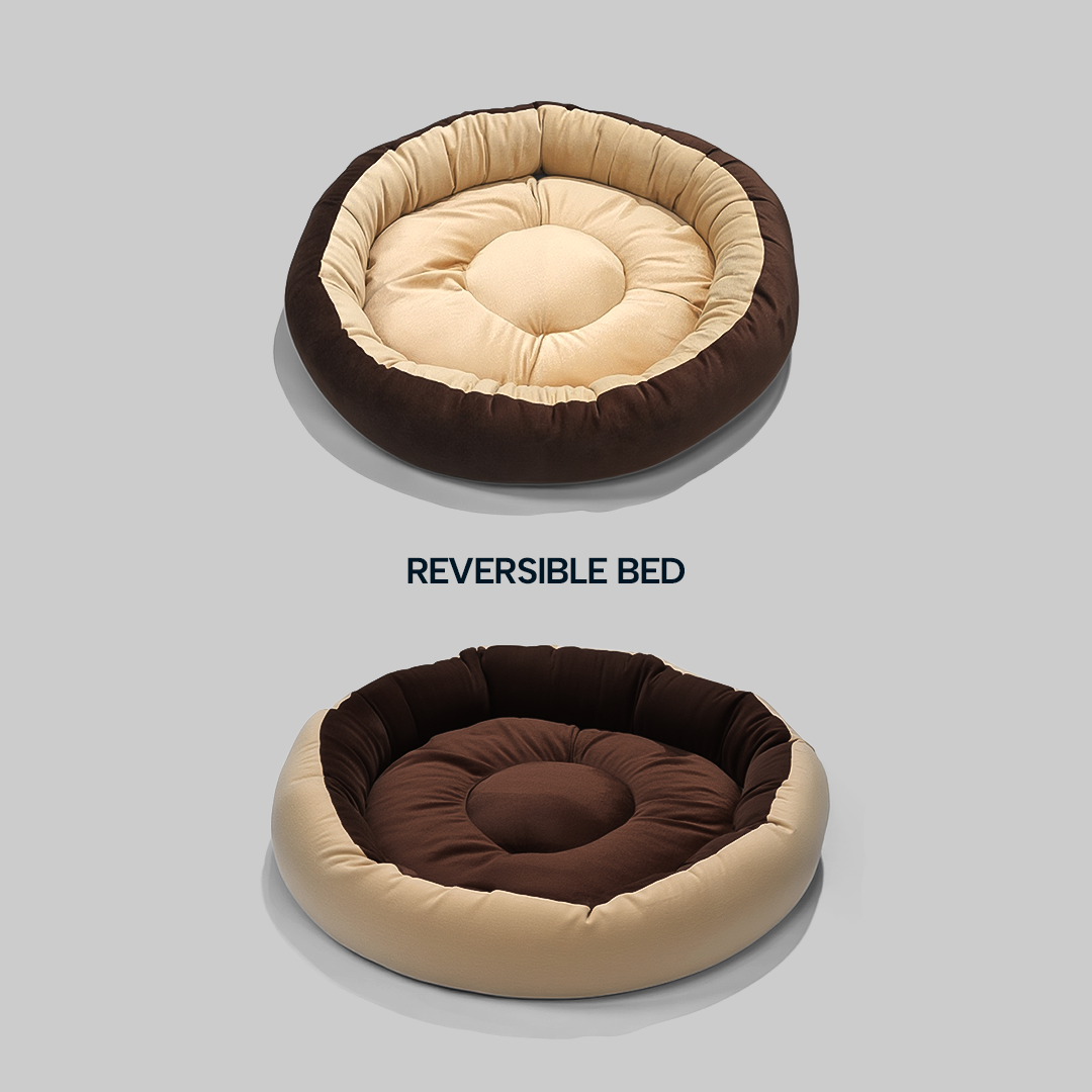 Reversible Ultra-Soft Velvet Round Dog Bed