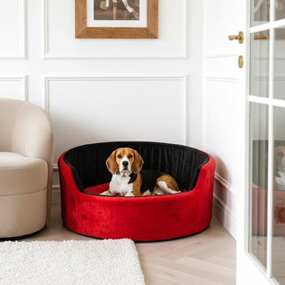 Velvet Round Dog Bed