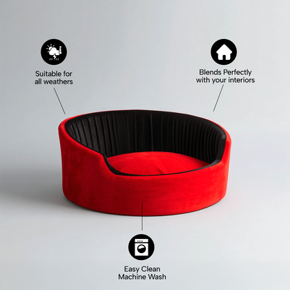 Velvet Round Dog Bed